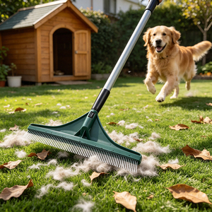 Adjustable Handle <strong>Artificial</strong> <strong>Grass</strong> Brush <strong>Rake</strong> 45.5cm Wide Outdoor Lawn Turf Carpet Sweeper <strong>Rake</strong> - Product Image 3