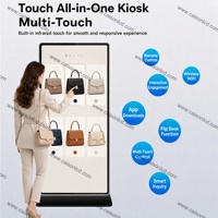Écran publicitaire LCD en forme de bande étroite de 64, 69, 75, 86 pouces, écran tactile 4K, signalisation numérique et affichage intérieur sur pied