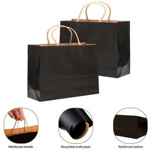 Black Recyclable <b>Biodegradable</b> Durable Kraft <b>Paper</b> Bag with Custom Logo and Gift Packaging - Product Image 2