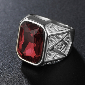 TG 하이 퀄리티 천연 사파이어 반지 스테인레스 스틸 남자 반지 큰 보석 ZIRCON 반지 남자 주식 - Product Image 2