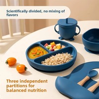 Vaisselle pour enfants sans BPA OEM/ODM, bol en silicone personnalisé, assiette à ventouse pour sevrage, ensemble d'alimentation pour bébé et tout-petit, 6 pièces