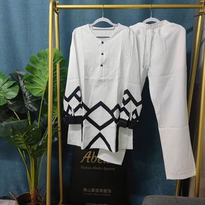 Conjunto minimalista de primavera 2023 para hombre con camisas y pantalones estampados a cuadros, traje Dashiki de dos piezas de algodón, ropa africana para hombre - Product Image 2