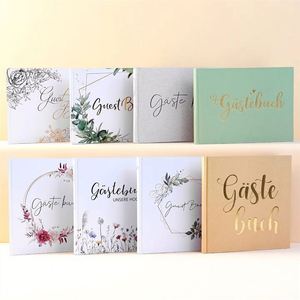 Gold-Stamped Linen <b>Wedding</b> Notebook Guest <b>Book</b> Birthday Party Message Stickers Beauty Gifts Wholesale - Product Image 1