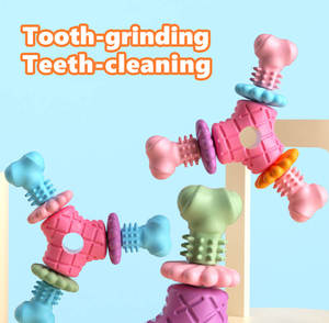 Nuevos productos interactivos para mascotas de diseño, triángulos de hueso de varios colores, carne TPR, diente limpio, espoleta, juguete masticable duradero para perros - Product Image 5