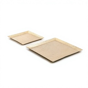 Ensemble de deux plateaux de service en métal de tailles différentes, design attrayant, pour snacks, desserts et chocolats, à prix compétitif - Product Image 1