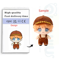 Peluche personnalisée, nouveau modèle, personnage de jeu d'anime, image de dessin animé, garçon avec chapeau brun, peluches personnalisées