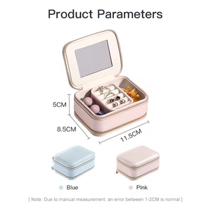 Petite boîte de rangement pour bijoux, étui à bijoux multifonctionnel, boîte de rangement pour bijoux de voyage avec miroir, étui à bagues pour femmes et cadeaux - Product Image 2