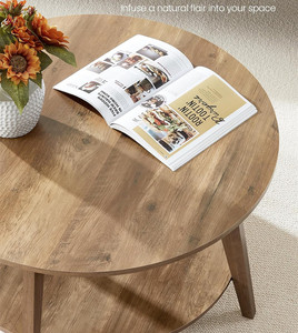 <span class=keywords><strong>Tavolino</strong></span> da Caffè Nordico Moderno a 2 Ripiani Rotondo in <span class=keywords><strong>Legno</strong></span> <span class=keywords><strong>con</strong></span> Vano Portaoggetti per Soggiorno - Product Image 5