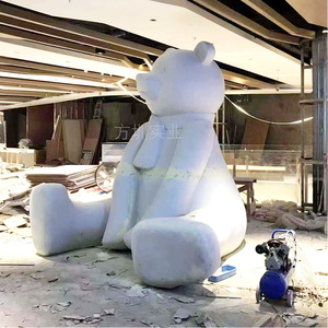 Escultura de Resina de Oso Sentado Grande, Figura Animal Contemporánea, Decoración Artística para Piso - Product Image 4