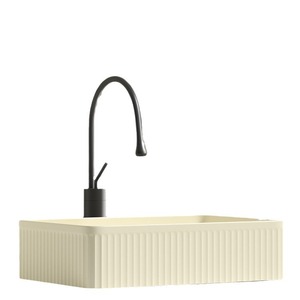 Lavabo de Cerámica Crema para Encimera, 38 cm, Un Solo Orificio, Fácil de Limpiar, Forma Irregular - Product Image 5