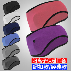 German Velvet Ear Wraps Model 113 Unisex Windproof Solid Color Headband With Buttons For Cold Weather - Product Image 5