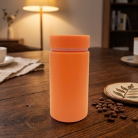 Pot cylindrique hermétique en plastique orange mat, de qualité alimentaire, pour médicaments, vitamines, comprimés, capsules et compléments alimentaires