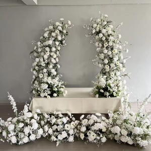 ซุ้มดอกไม้ประดิษฐ์สีขาวเขียว Y-HOA002 สำหรับงานแต่งงาน ซุ้มดอกไม้ทำมือ ฉากหลังซุ้มดอกไม้หรูหรา ซุ้มดอกไม้ผ้าไหมตกแต่ง - Product Image 1