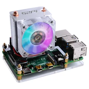 Raspberry Pi 4B / 3B / 3B + disipadores de calor 52Pi hielo-Torre ventilador de refrigeración 40x40x10 V2.0 negro Super disipación de calor 7 colores de luz