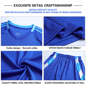 Stock XL Ademende korte blanco voetbalshirts Bedrukte nummers Logo's Aangepaste teamnamen School-/bedrijfstraining Wedstrijd 100% - Product Image 5