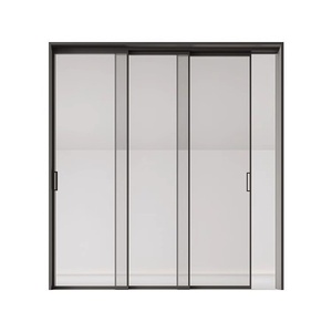 Высокое качество на заказ ультра-узкая трехзвенная раздвижная дверь современное закаленное стекло кухня Балкон перегородка из алюминиевого сплава - Product Image 5