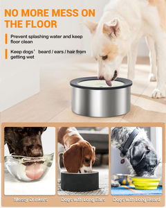 Hot Sale Non slip Stainless Steel Pet Dog Slow Water Food Bowl Pet Floating Bowl Custom logo - Product Image 2