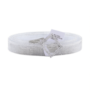 Ceinture de mariage Zi 3x120cm avec boucle carrée et strass, accessoire de mariée - Product Image 1