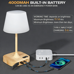 Outdoor Table Lamp, IP55 Waterproof <b>Shower</b> Lamp with Cordless Rechargeable Battery, Dimmable LED Display Bath Lamp for Camping - Product Image 6