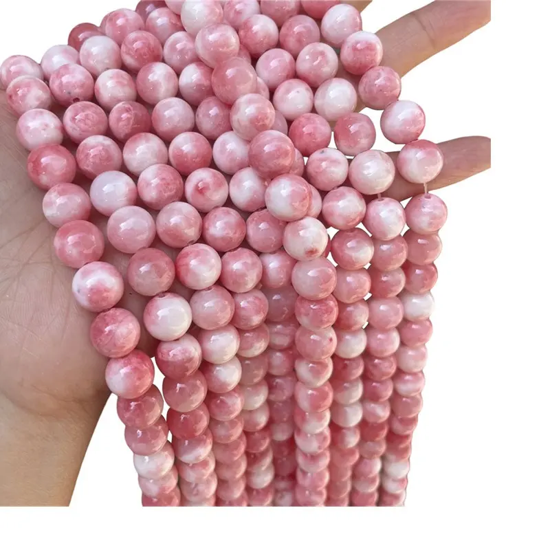 Perles de Jade rose du Botswana, calcédoine de Jade rose, perles de pierre de Jade pour la fabrication de bijoux de bricolage