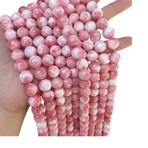 Pink Botswana Jade Beads Pink Jade Chalcedony Jade Stone Beads for DIY Jewelry Making