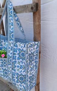 Bolso Tote de Algodón Acolchado Kantha, Reversible, con Estampado Floral, Ecológico, para Compras, Viajes, Bolso de Hombro - Product Image 4