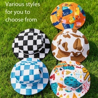 Adjustable Cotton Pet Bucket Hat with Ear Holes for Sun Protection Outdoor Walking Breathable Fisherman Cap Cute Print Beach Hat