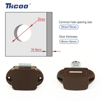 Loquet de tiroir à bouton-poussoir sans clé marron et doré pour camping-car, caravane, bateau, porte de douche, anti-vibration