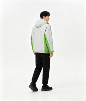 Veste d'entraînement sportive d'hiver réversible et écologique avec logo personnalisé, imperméable, respirante, coupe-vent, col montant pour homme