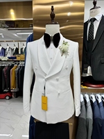 Costume de Soirée Blanc Homme d'Affaires Col en V Coupe Slim 2 Pièces (Veste + Pantalon) MSW20
