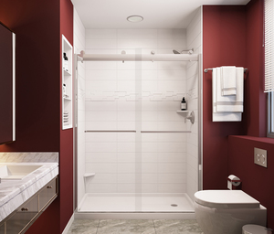 Nhà máy trực tiếp 6 "x 24" xếp chồng lên nhau tầm nhìn với không thể thiếu Mỹ thiết kế nuôi cấy Đá Cẩm Thạch tắm tấm Tường bồn tắm bao quanh - Product Image 1