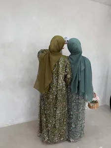 2025 Sharut Factory OEM/ODM Dubai Abaya Luxury Islamic Kimono musulmano abito da donna 3D texture floreale modesto Abaya abito da sera - Product Image 2