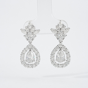 Pear Shape Moissanite <b>Stud</b> Earrings S925 <b>Silver</b> Leaf Shape Drop Earrings - Product Image 5