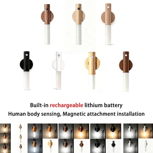 Walnut Wood Motion <b>Sensor</b> Wall <b>Light</b> <b>with</b> USB Charging 3 Color Temperature Dimmable <b>LED</b> Night <b>Light</b> - Product Image 1