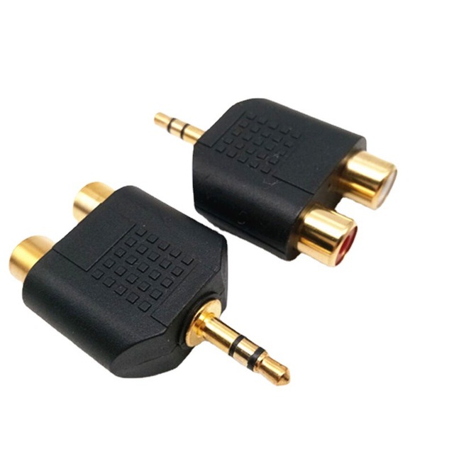 TRS 3.5mm Plug to 2 RCA Plugs Female Jack Gold Plated HIFI RCA JACK Adapter RCA Plug Connector Male Jack 3.5mm 2RCA Adapter