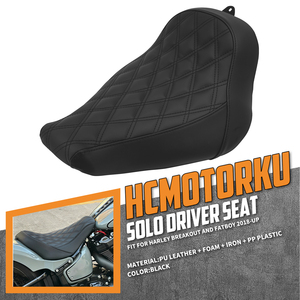เบาะนั่งคู่หน้าคนขับมอเตอร์ไซค์เบาะลายตารางสีดำโปรไฟล์ต่ำสำหรับ <span class=keywords><strong>Harley</strong></span> softail Breakout fatboy flstf fxbrs 2018 <span class=keywords><strong>2019</strong></span>ขึ้น - Product Image 2