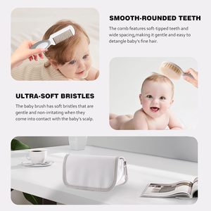 Kit per la cura del bambino con spazzola morbida, pettine arrotondato, strumenti per unghie sicuri e custodia per neonati e bambini piccoli - Product Image 5