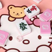 Mahjong en mélamine rose motif chat de dessin animé, taille moyenne à grande, fait main, design mignon, qualité casino professionnelle, couleur personnalisée, modèle HY-7