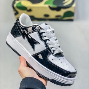 Nouvelle Tendance 2026 : Chaussures Décontractées Bapeeess Designer Star en Cuir Verni PU Respirant et Léger avec Lacets et Patchwork Rouge de Haute Qualité - Product Image 3