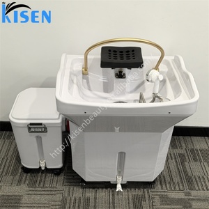 Bac à shampoing portable sans tuyauterie Kisen, lavabo pour salon de coiffure avec réservoir d'eau de 60L + réservoir d'eaux usées de 18L - Product Image 4
