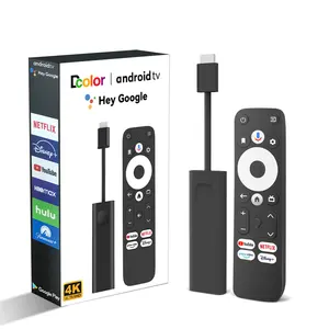 2024 Cheapest GCOLOR GD1 Google Certified smart 4k tv dongle ATV Android 11 Amlogic S905y4 tv stick with voice remote