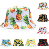 Chapeaux Bob Imprimés Ananas Double Face Fitspi pour Femmes et Hommes, Casquette Panama d'Été Motif Citron Cerise, Chapeau de Pêcheur