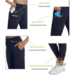 Mid-Rise Yoga Jogger Pants | Breathable Navy Workout Bottoms with Side Pockets | Custom Sportswear OEM/ODM Exporter - Product Image 5