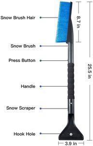 Cepillo para Nieve 2 en 1 con Logotipo Personalizado, 25 Pulgadas (64 cm), Raspador <span class=keywords><strong>de</strong></span> Hielo, Pala para Nieve <span class=keywords><strong>de</strong></span> 3 o 2 Secciones para Autos y Camionetas, para Lavado <span class=keywords><strong>de</strong></span> Autos - Product Image 6