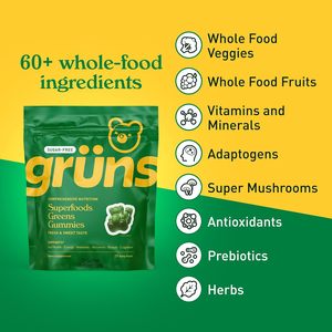 Bonbons gélifiés Gruns pour adultes sans sucre, super-aliments <span class=keywords><strong>verts</strong></span>, vitamines, spiruline, chlorelle, fibres, prébiotiques, santé digestive - Product Image 2