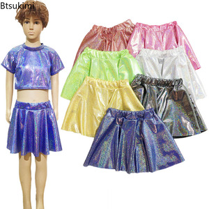 Faldas plisadas con lentejuelas brillantes para niñas, disfraz de baile de Jazz y Hiphop, <span class=keywords><strong>minifalda</strong></span> con cintura elástica, ropa de baile para actuaciones <span class=keywords><strong>en</strong></span> escenario - Product Image 1