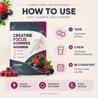 Gummies de créatine saveur pastèque – Soutien pré-entraînement, antioxydant, apport d'énergie – 60 unités – Vente directe usine, OEM, marque privée