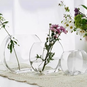 New Arrivals Hydroponic European Style Thick Flat Round Small <strong>Fish</strong> Glass Vase for Tank Living Room Flower <strong>Pots</strong> &amp; Planters - Product Image 5