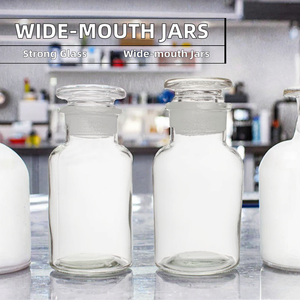 Frascos de laboratorio de vidrio grueso para químicos, tarros de molienda con tapas de boca ancha y sellado hermético para reactivos sólidos - Product Image 2