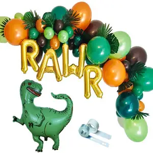 Оптовая продажа, набор надувных шаров в виде динозавра, украшение для вечеринки в честь Дня рождения мальчика, Детские шары для душа, набор гирлянд, товары для вечеринки